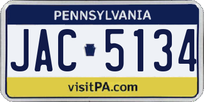 PA license plate JAC5134