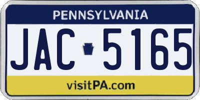 PA license plate JAC5165