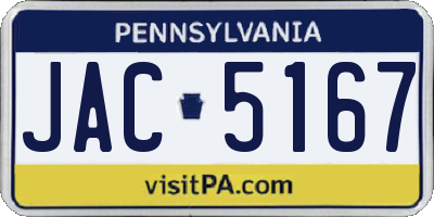 PA license plate JAC5167