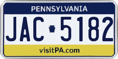 PA license plate JAC5182