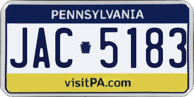 PA license plate JAC5183