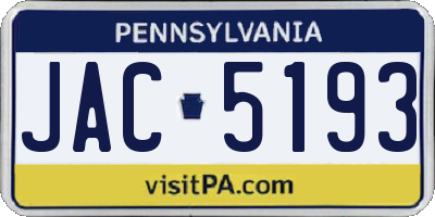 PA license plate JAC5193