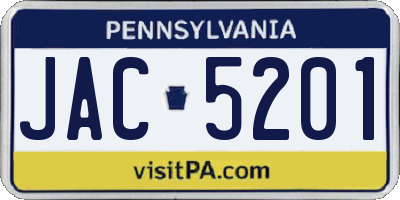 PA license plate JAC5201