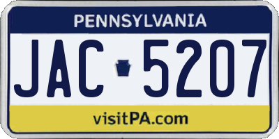 PA license plate JAC5207