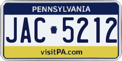 PA license plate JAC5212