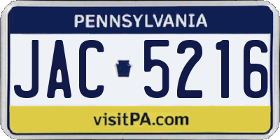 PA license plate JAC5216