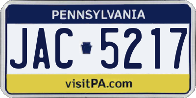 PA license plate JAC5217
