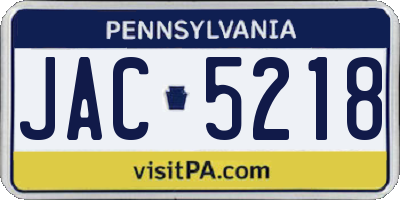 PA license plate JAC5218