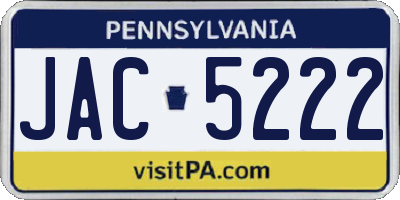 PA license plate JAC5222