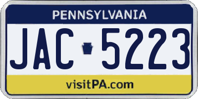 PA license plate JAC5223