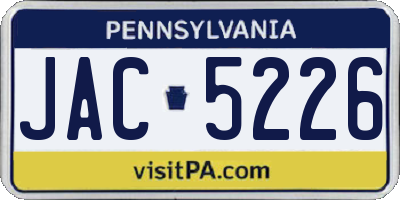 PA license plate JAC5226