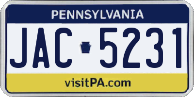 PA license plate JAC5231