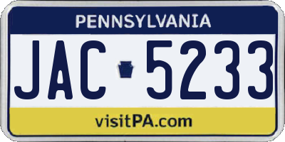 PA license plate JAC5233