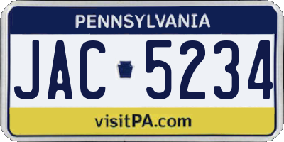 PA license plate JAC5234