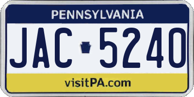 PA license plate JAC5240