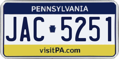 PA license plate JAC5251