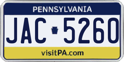 PA license plate JAC5260