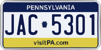 PA license plate JAC5301