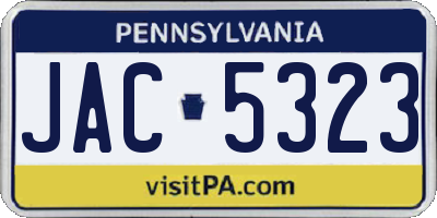 PA license plate JAC5323