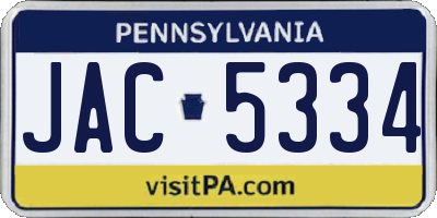 PA license plate JAC5334