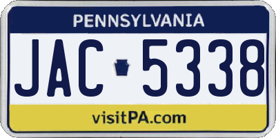 PA license plate JAC5338