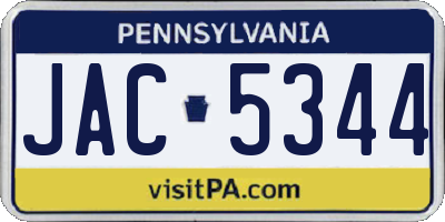 PA license plate JAC5344