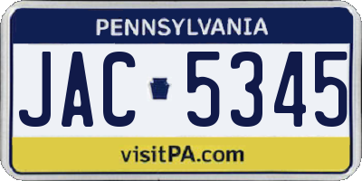 PA license plate JAC5345