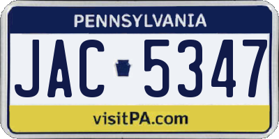 PA license plate JAC5347