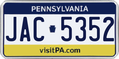 PA license plate JAC5352