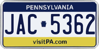 PA license plate JAC5362