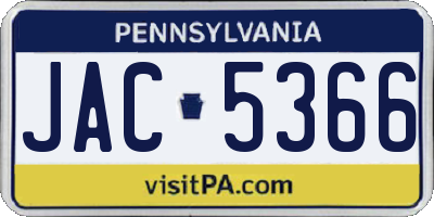 PA license plate JAC5366