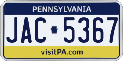 PA license plate JAC5367