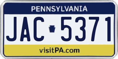 PA license plate JAC5371