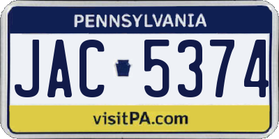 PA license plate JAC5374