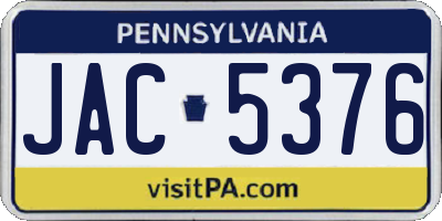 PA license plate JAC5376
