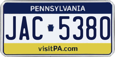 PA license plate JAC5380