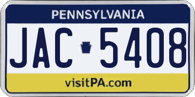 PA license plate JAC5408