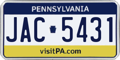PA license plate JAC5431