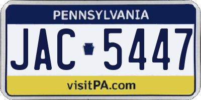 PA license plate JAC5447