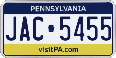 PA license plate JAC5455