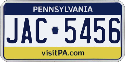 PA license plate JAC5456
