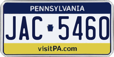 PA license plate JAC5460