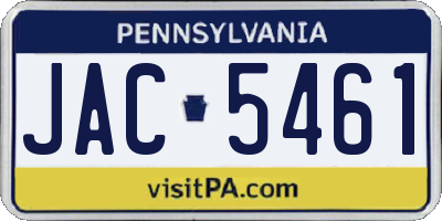 PA license plate JAC5461