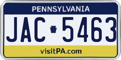PA license plate JAC5463