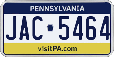 PA license plate JAC5464