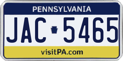 PA license plate JAC5465