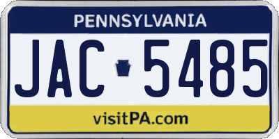 PA license plate JAC5485