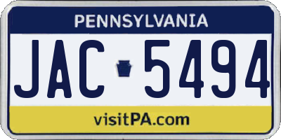 PA license plate JAC5494