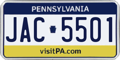 PA license plate JAC5501