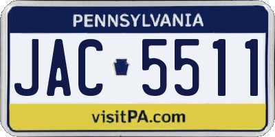 PA license plate JAC5511